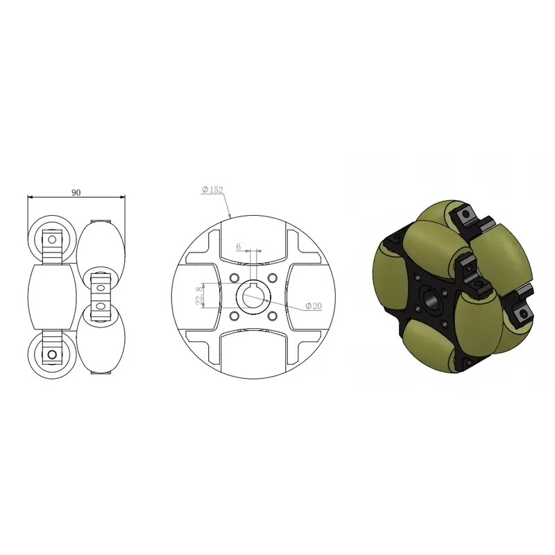 Rueda Mecanum de 152 mm con Ca - Omni Wheel reseña y precio
